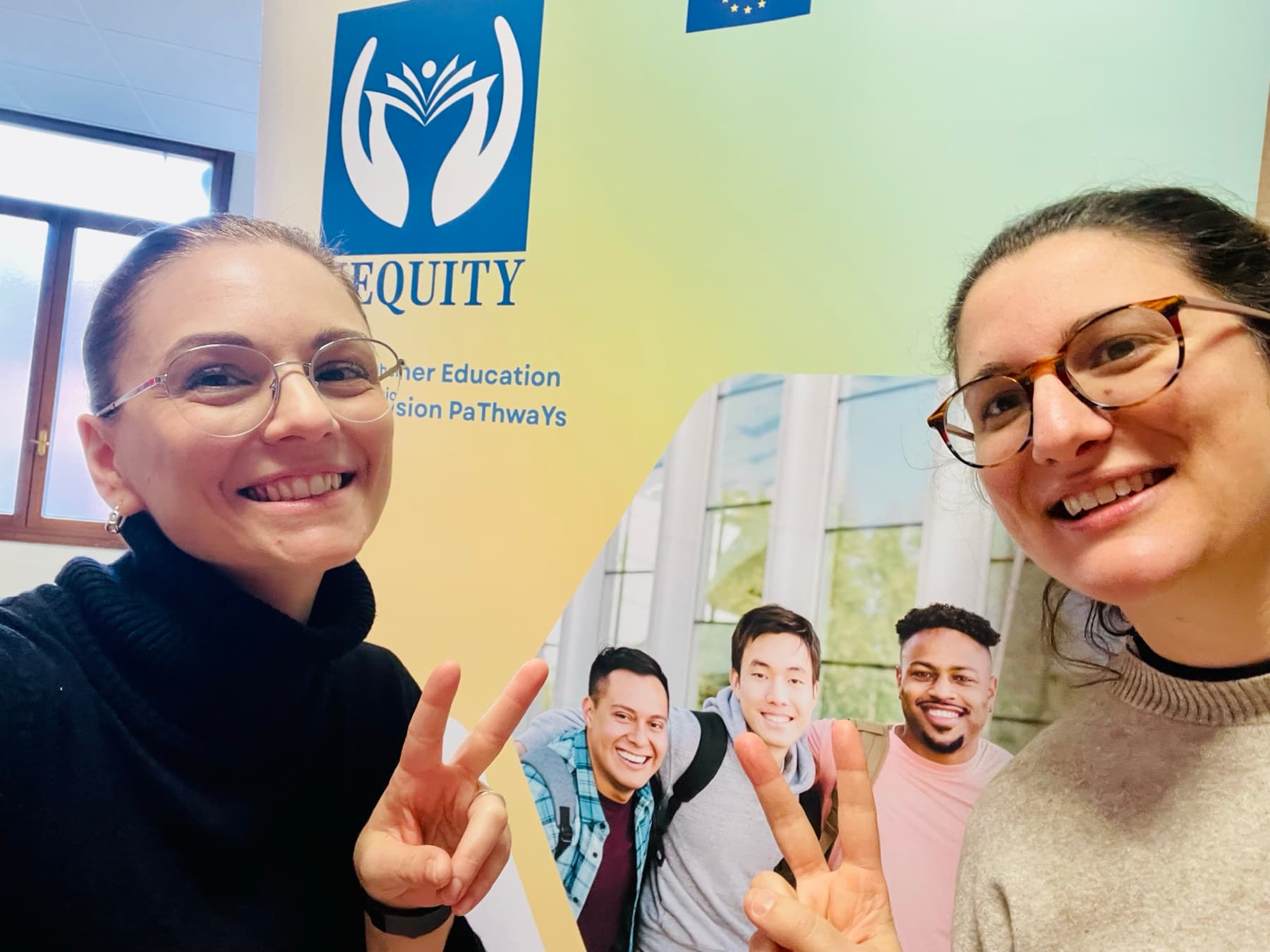 Elisa Gamba at the HEQUITY project stand