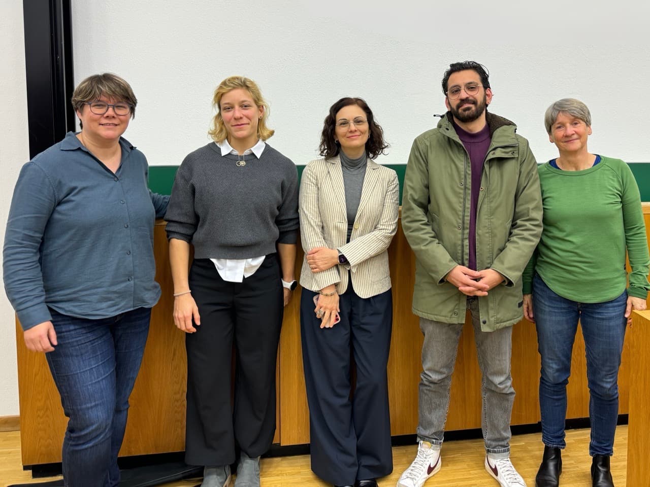 Elisa Gamba, centre, with the other people taking part in a public event in Leipzig