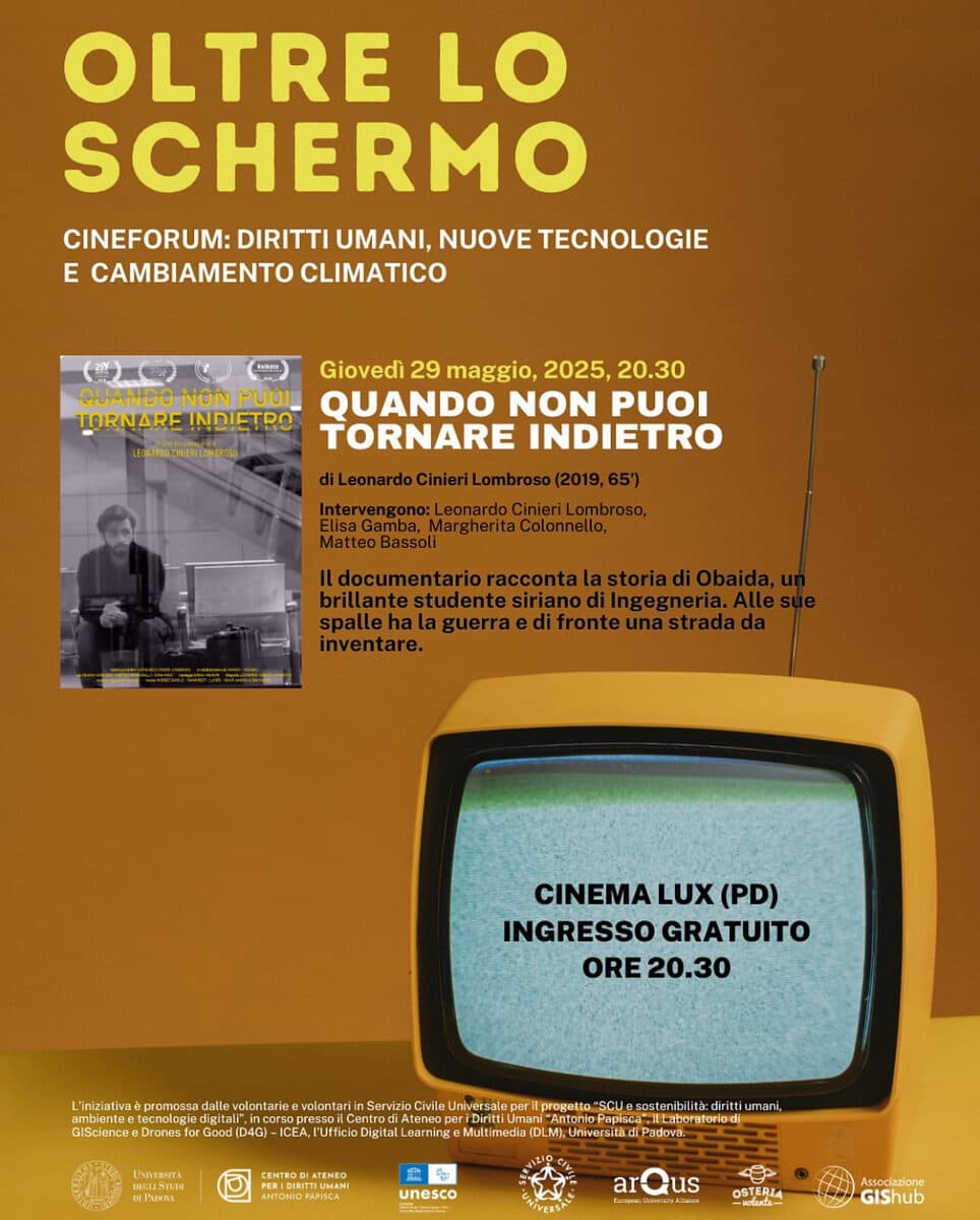 Poster of the Oltre lo schermo cineforum at Cinema Lux in Padua