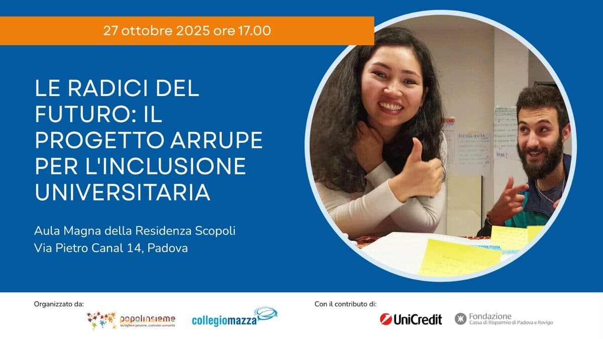 Poster of the event Le radici del futuro on the Arrupe project
